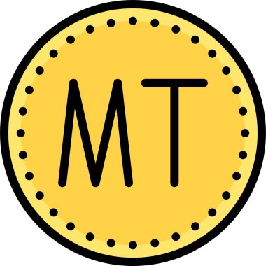 Mozambik metik sikke vektör simgesi, Mozambik para birimi