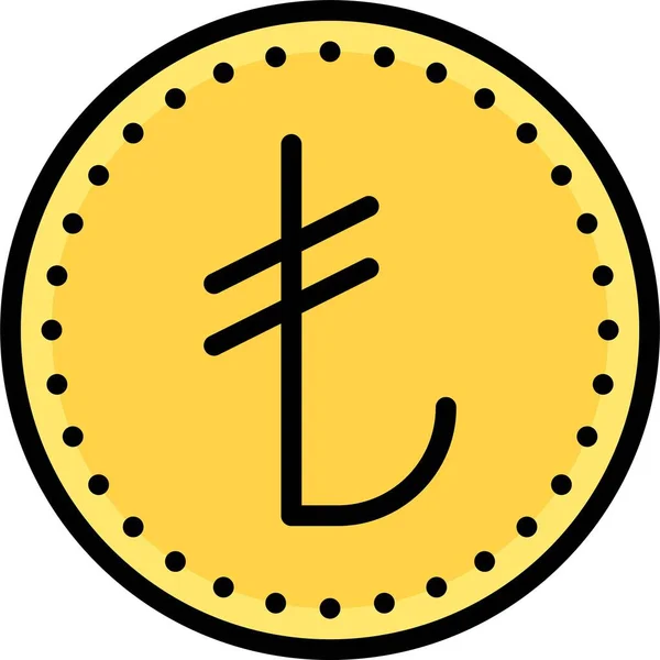Turkish Lira Coin Vector Icon Currency Turkey — Stock Vector
