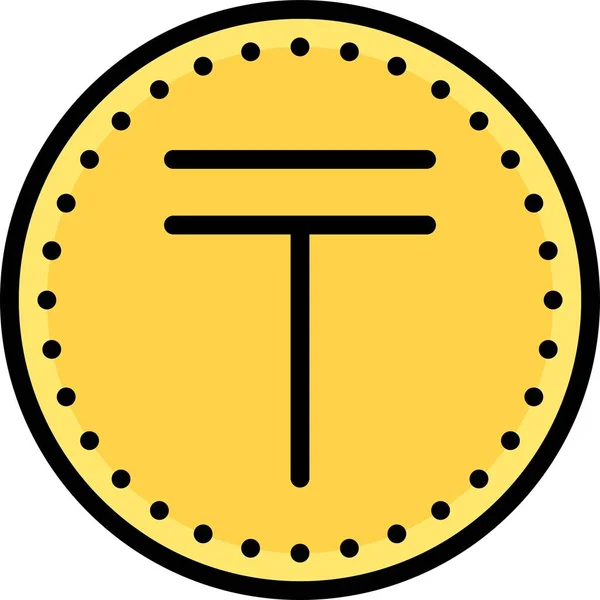 Tenge Kazakh Symbole Vecteur Pièce Monnaie Kazakhstan — Image vectorielle