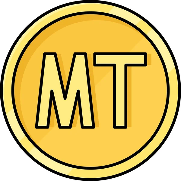 Mozambique Metical Coin Vecteur Icône Monnaie Mozambique — Image vectorielle