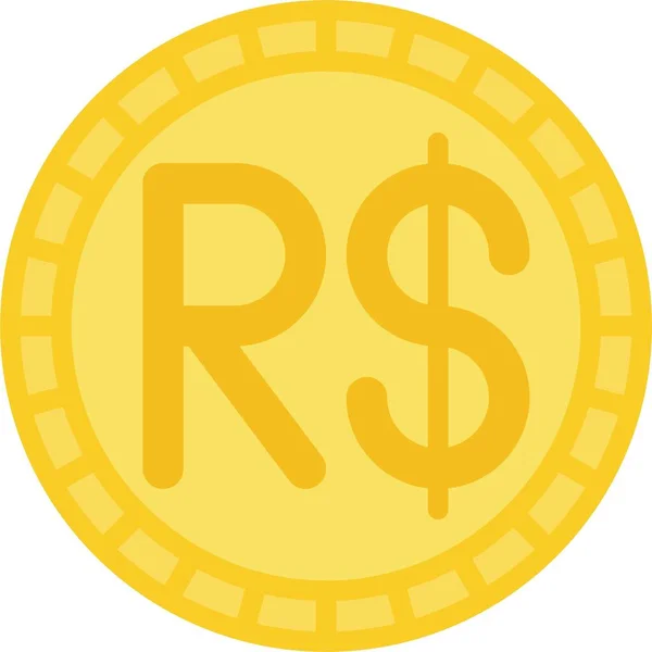 Icona Della Moneta Reale Brasiliana Valuta Ufficiale Del Brasile — Vettoriale Stock