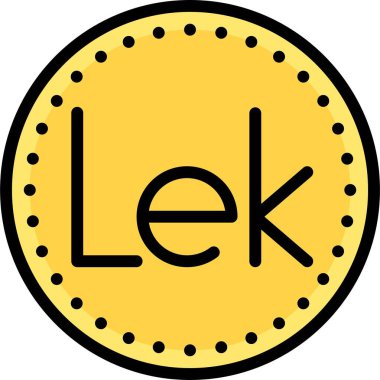 Arnavutluk 'un resmi para birimi olan Lek sikke ikonu vektör illüstrasyonu