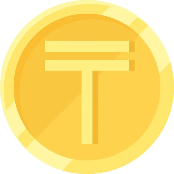 Kazakhstani Tenge Coin Vector Icon Moneda Kazajstán — Vector de stock