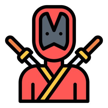 Ninja kahraman kostümü, Cadılar Bayramı kostüm partisi vektör çizimi