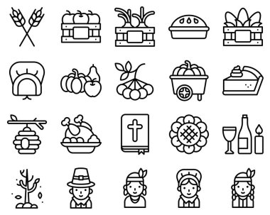 Şükran Günü ile ilgili çizgi simgesi 1, vektör ilüzyonu