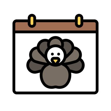 Takvim simgesi, Şükran Günü bağlantılı vektör illüstrasyonu