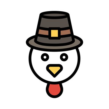 Tavuk kafası hacı şapkası takıyor, Şükran Günü vektör illüstrasyonuyla ilgili.