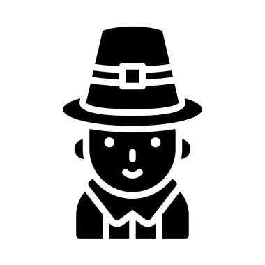 Seyyah adam simgesi, Şükran Günü bağlantılı vektör illüstrasyonu