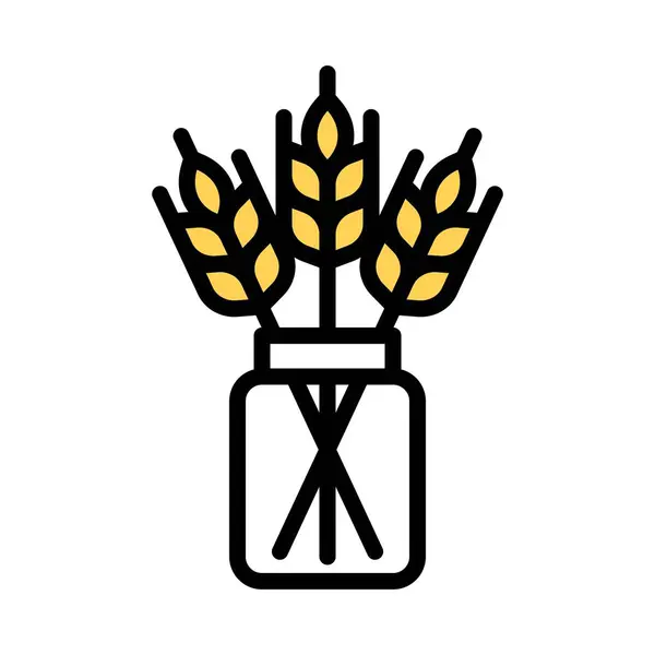 小麦のアイコンとジャー 感謝祭関連のベクトルイラスト — ストックベクタ