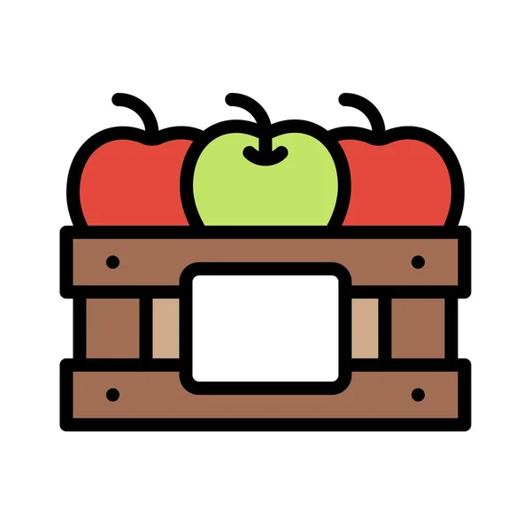 Wooden Crate Apples Icon Thanksgiving Related Vector Illustration — Stock Vector