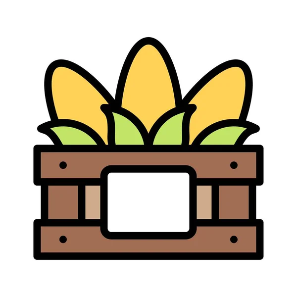 带有玉米图标的木箱 感恩节相关病媒图解 — 图库矢量图片