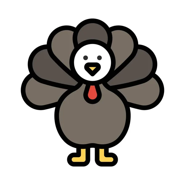 Turkey Icon Thanksgiving Related Vector Illustration — Stock Vector