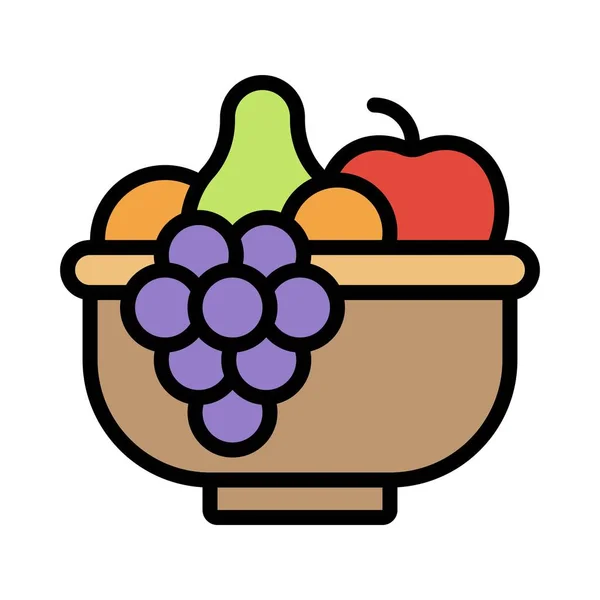 Ikona Miski Owoców Święto Dziękczynienia Związane Wektor Ilustracja — Wektor stockowy
