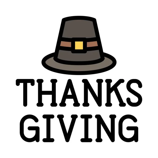 Capotain Hatt Med Tacksägelse Ikon Thanksgiving Relaterade Vektor Illustration — Stock vektor
