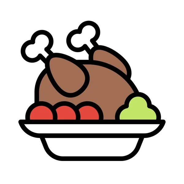 Roasted Turkey Icon Thanksgiving Related Vector Illustration — Stock Vector