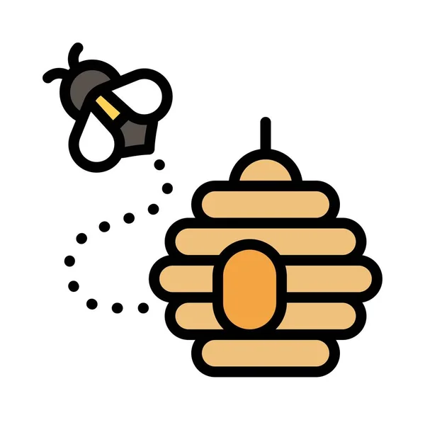 Bijen Vliegen Uit Bijenkorf Icoon Thanksgiving Gerelateerde Vector Illustratie — Stockvector