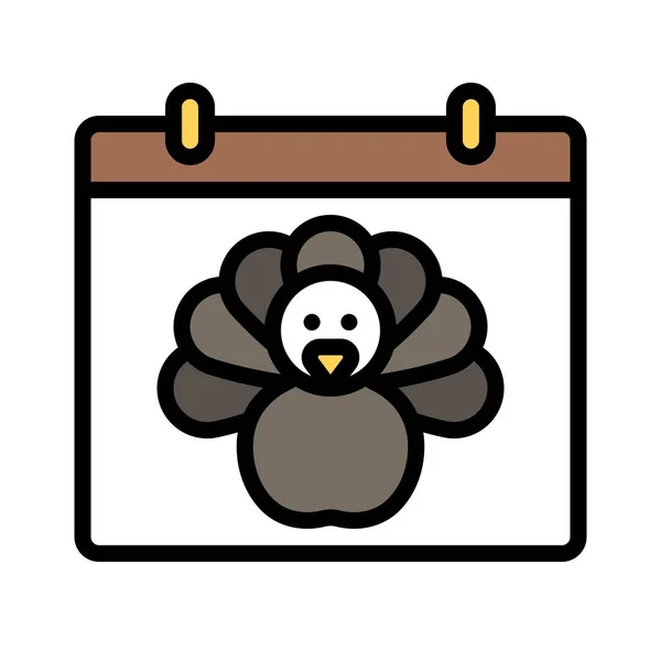 Kalender Pictogram Thanksgiving Gerelateerde Vector Illustratie — Stockvector