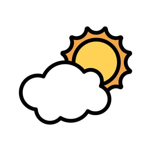Sol Detrás Del Icono Nube Ilustración Vectorial Relacionada Con Acción — Vector de stock
