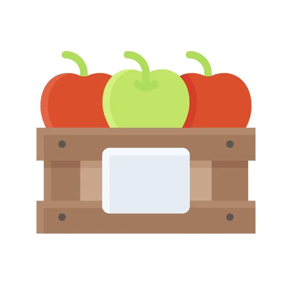 Wooden Crate Apples Icon Thanksgiving Related Vector Illustration — Stock Vector