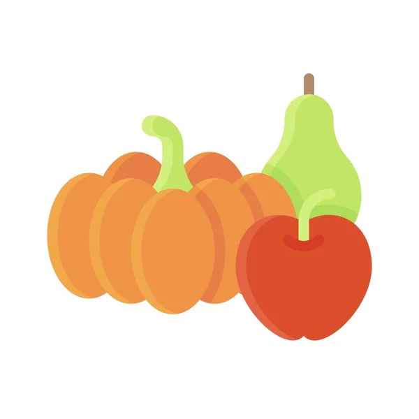 Pumpkin Apple Rose Apple Icon Thanksgiving Related Vector Illustration — Stock Vector