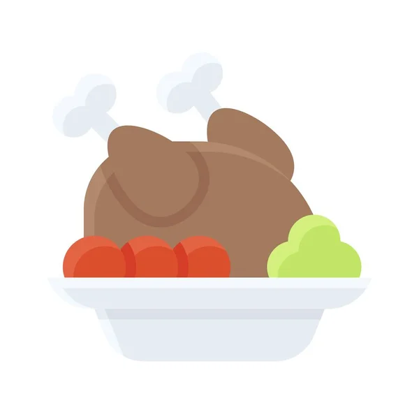 Roasted Turkey Icon Thanksgiving Related Vector Illustration — Stock Vector
