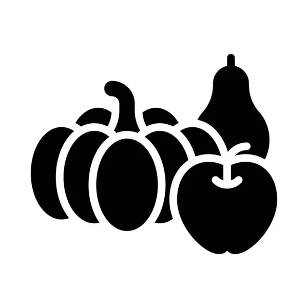 カボチャのリンゴとバラのリンゴのアイコン 感謝祭関連のベクトルイラスト — ストックベクタ