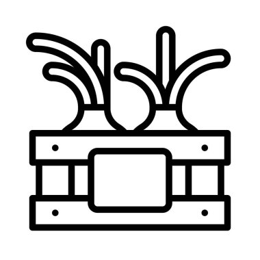 Taze soğan ikonlu ahşap sandık, Şükran Günü bağlantılı vektör illüstrasyonu