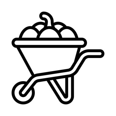 Balkabağı arabası ikonu, Şükran Günü vektör illüstrasyonu