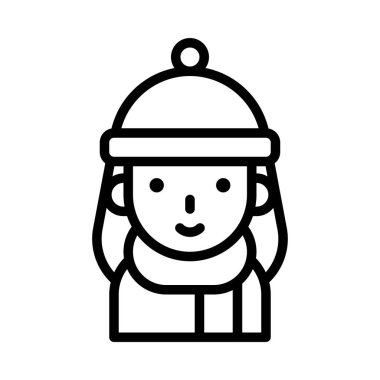 Kışlık kumaş ikonu olan kız, Şükran Günü vektör illüstrasyonu