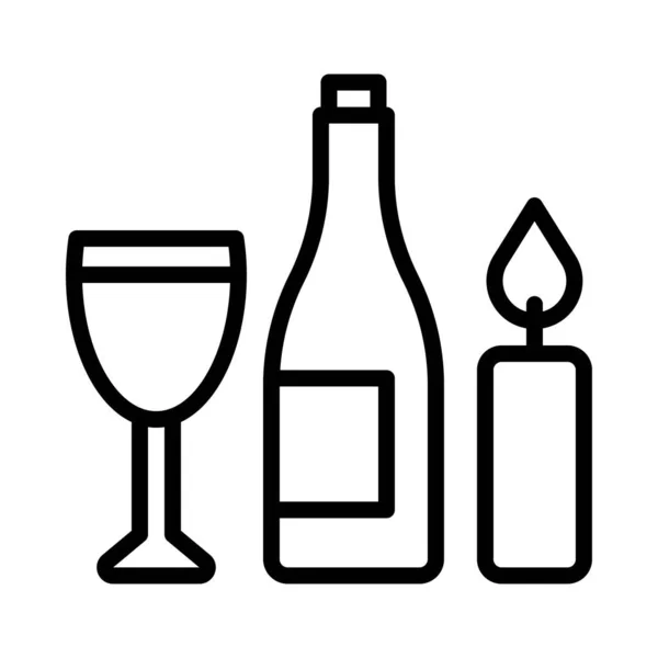Wein Und Kerzen Ikone Thanksgiving Bezogene Vektorillustration — Stockvektor