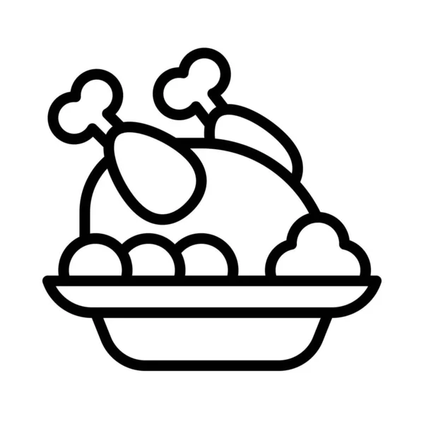 Rostad Kalkon Ikon Thanksgiving Relaterade Vektor Illustration — Stock vektor