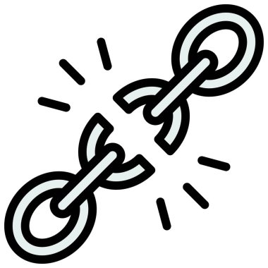 Kırık zincir simgesi, Protesto bağlantılı vektör illüstrasyonu