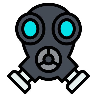 Gaz maskesi simgesi, Protesto bağlantılı vektör illüstrasyonu