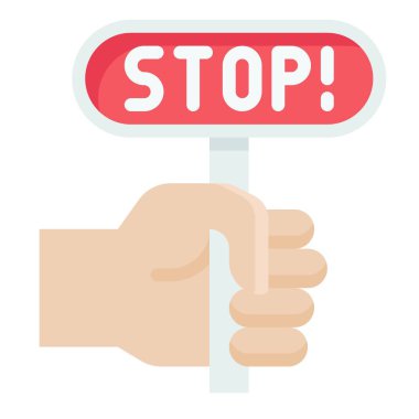 El ele tutuşan dur işareti simgesi, protestoya bağlı vektör illüstrasyonu