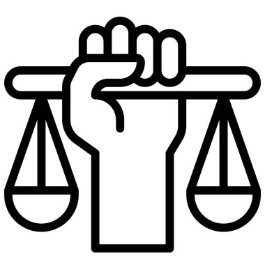 Ölçek simgesi olan yumruk, protestoya bağlı vektör illüstrasyonuName