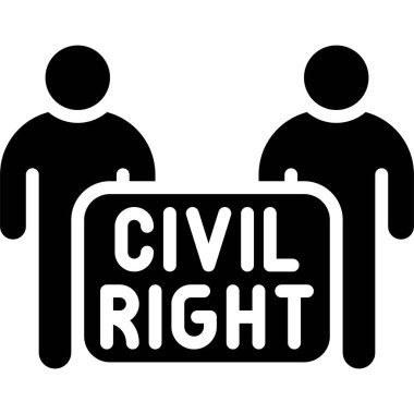 Sivil sağ işaret simgesine sahip protestocu, protestoya bağlı vektör illüstrasyonu