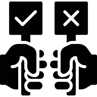 Doğru ve Yanlış işaret simgesi, Protestoya bağlı vektör illüstrasyonu