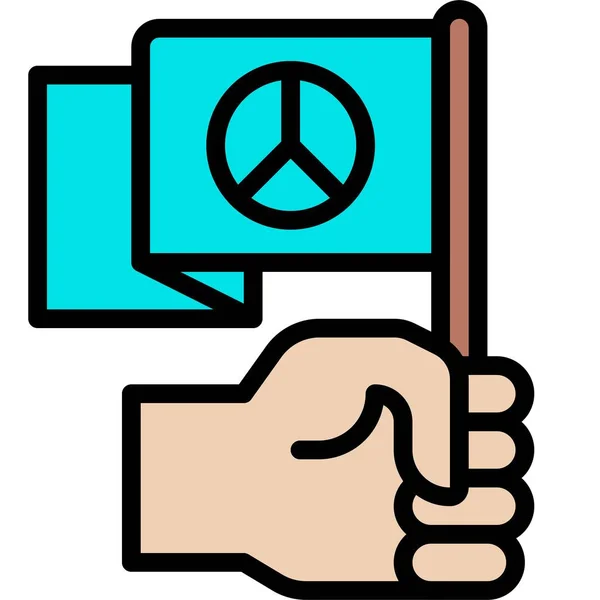 Hand Holding Flag Peace Sign Icon Protest Related Vector Illustration — Stock Vector