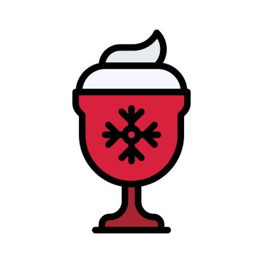 Noel içecekleri ikonu, Noel yemeği ve içki vektör illüstrasyonu