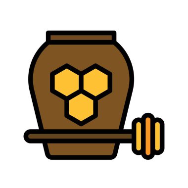 Bal kavanozu simgesi, Noel yemeği ve içecek vektör illüstrasyonu