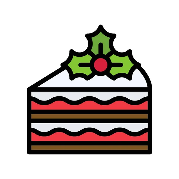 Різдвяний Торт Значок Різдвяна Їжа Напої Векторні Ілюстрації — стоковий вектор