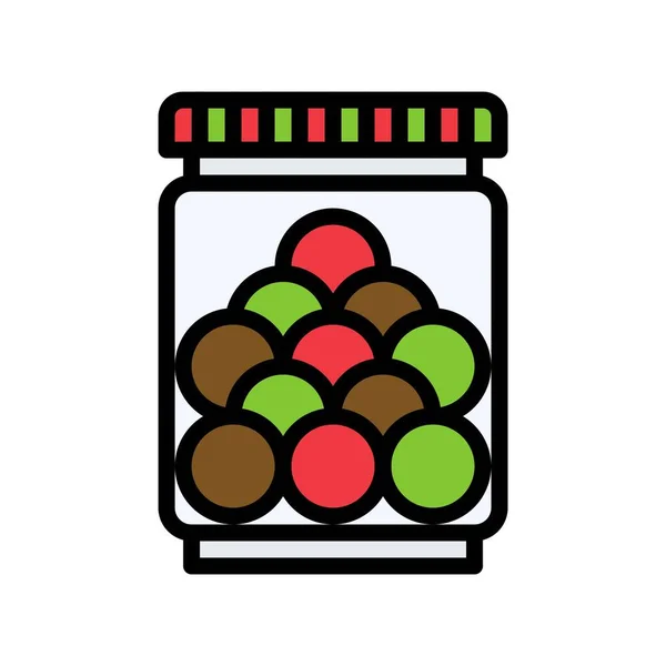 Icône Pot Bonbons Illustration Vectorielle Nourriture Boissons Noël — Image vectorielle