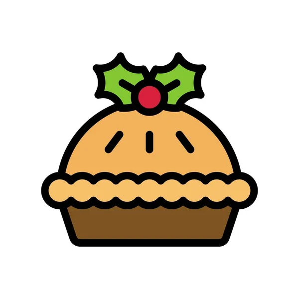 Icono Pastel Navidad Comida Navidad Bebida Vector Ilustración — Vector de stock