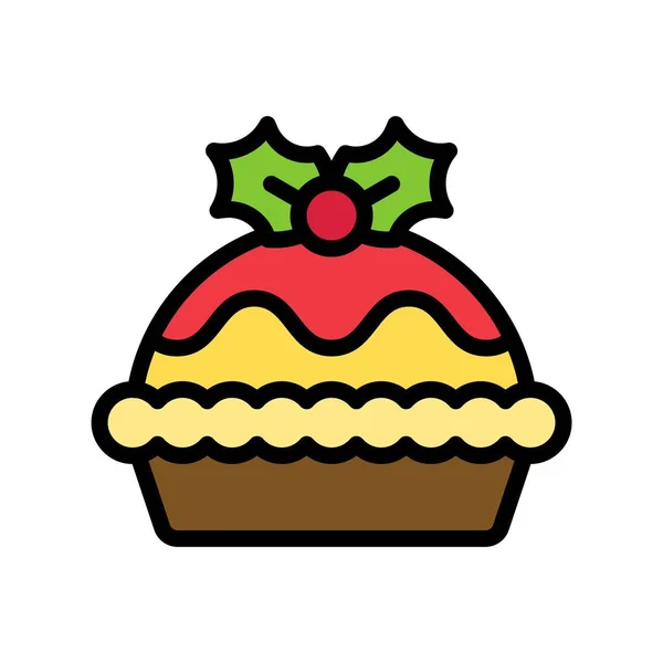 Icône Tarte Noël Illustration Vectorielle Nourriture Boissons Noël — Image vectorielle