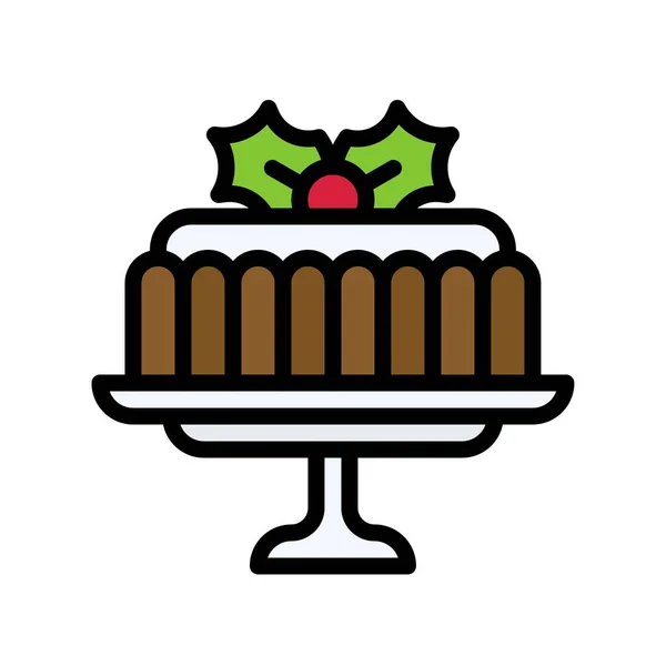 Желейний Пудинг Значок Різдвяна Їжа Напої Векторні Ілюстрації — стоковий вектор