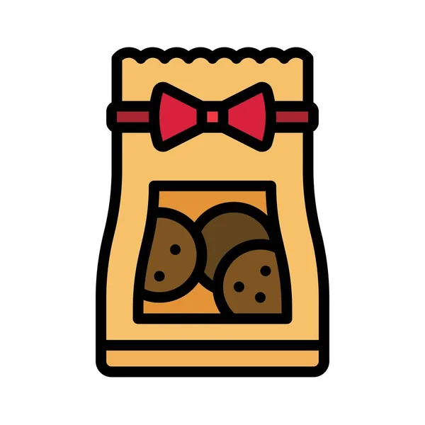 Icône Sac Cookies Illustration Vectorielle Nourriture Boissons Noël — Image vectorielle