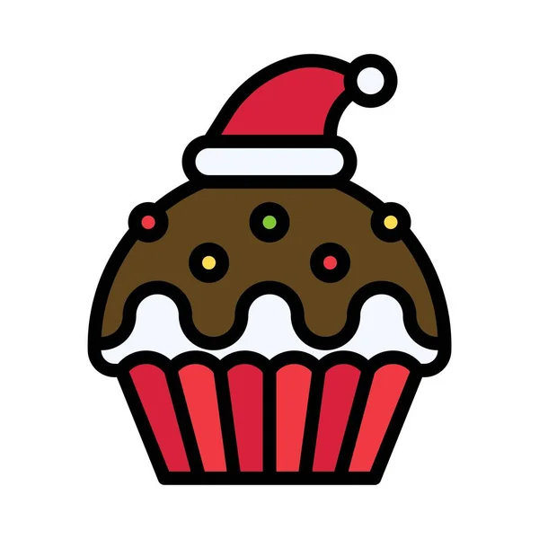Weihnachts Cupcake Symbol Weihnachts Essen Und Trinken Vektorillustration — Stockvektor