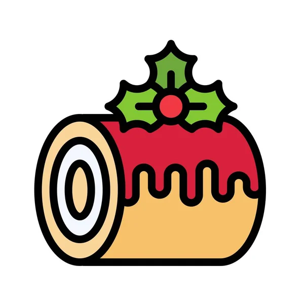 Swiss Roll Εικονίδιο Χριστούγεννα Τροφίμων Και Ποτών Διανυσματική Απεικόνιση — Διανυσματικό Αρχείο