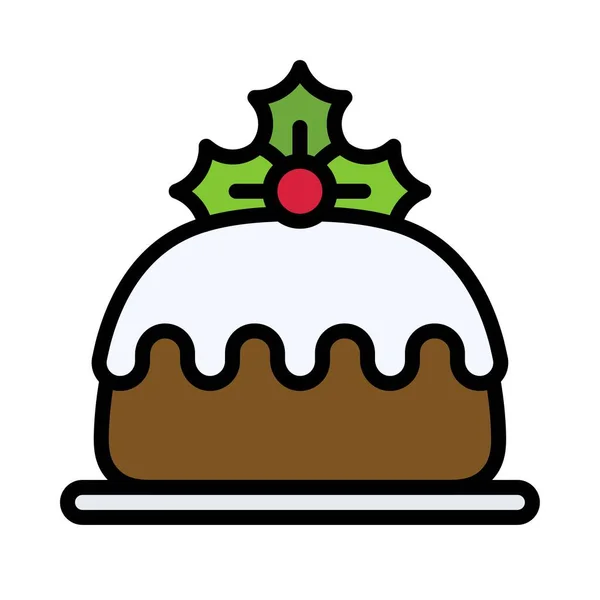 Kuchen Ikone Weihnachtsessen Und Getränke Vektorillustration — Stockvektor