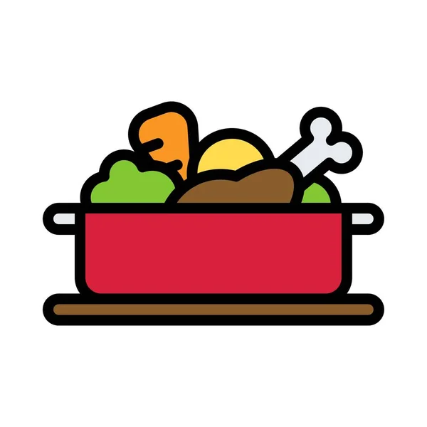 Stew Pot Icon Christmas Food Drink Vector Illustration — Stock Vector